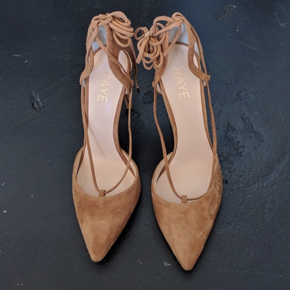 RAYE Tamrin Suede Lace Up Pump in Dark Tan 7.5 8 - Picture 2 of 6